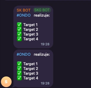 SK BOT: ONDO, zrealizowane targety 1-4